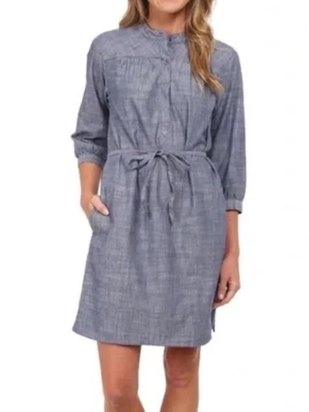 Patagonia Settler's Dress Blue Cotton Chambray Size 0